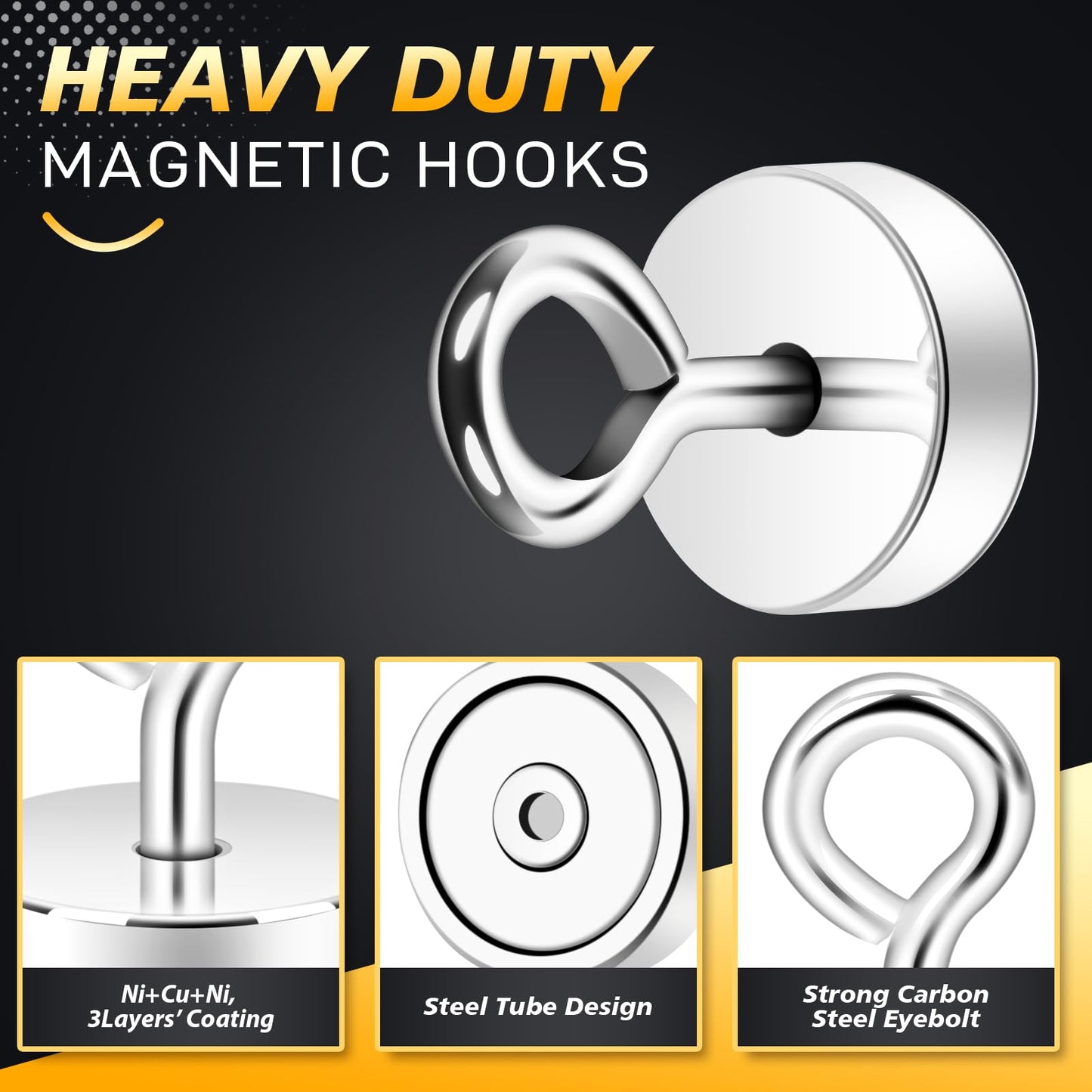 Neosmuk Magnetic Hooks,40lb Heavy Duty Earth Magnets with Hook for Refrigerator, Extra Strong Cruise Hook for Hanging, Magnetic Hanger for Cabins, Grill(Silver，10 Pack)