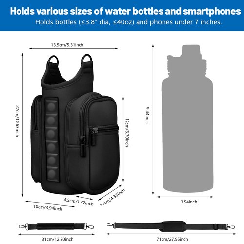 Yanwela Magnetic Gym Water Bottle Bag with Strong Magnet Holder for Men and Women Securely Attaches to Metal Surfaces Perfect for 40Oz Bottle Phone Small Essentials Carrier