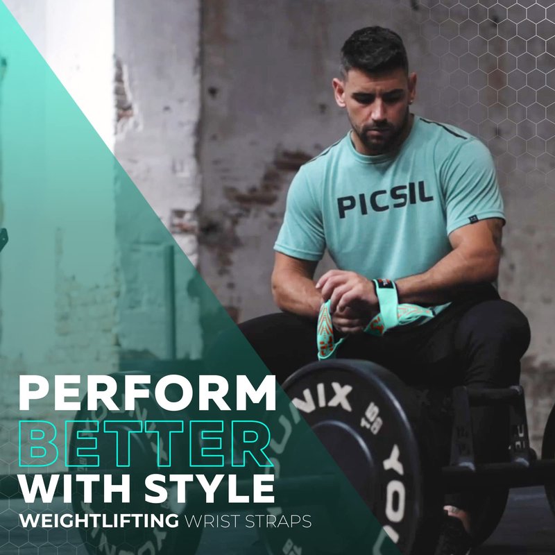 PICSIL - Weight Lifting Straps | Padded Wrist Support & Grips for Powerlifting | Ideal for Gym, Cross Training & Fitness with Hooks | Enhances Grip & Stability | Versatile for Deadlifts | Black