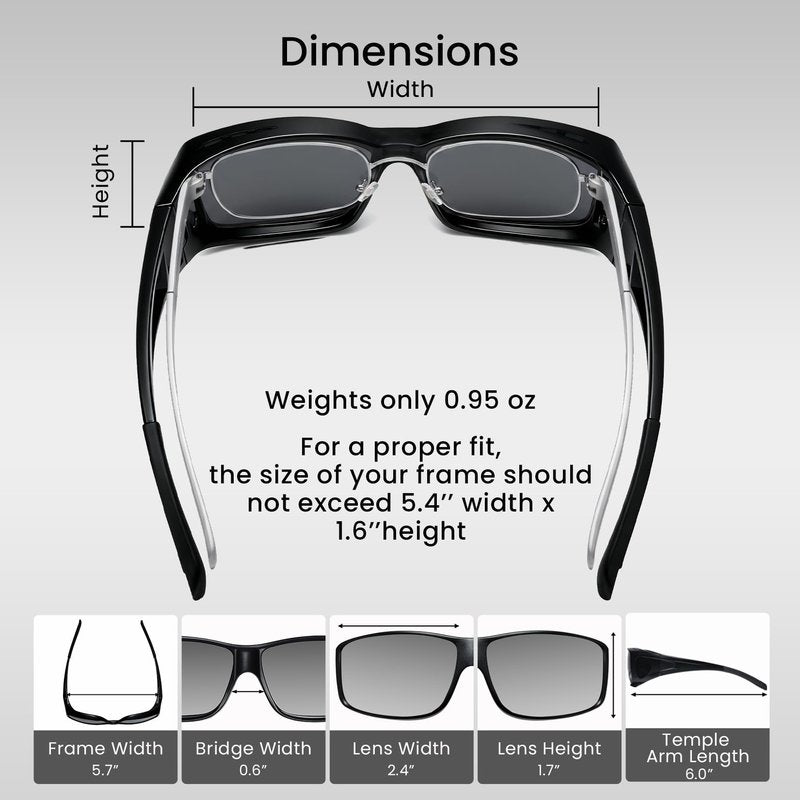 Pristis Fit-Over Polarized Fishing Sunglasses, Wrap Around Over UV Protection Prescription Glasses for Men and Women, Lightweight Unisex Anti-Glare Glasses for Driving Cycling Kayaking