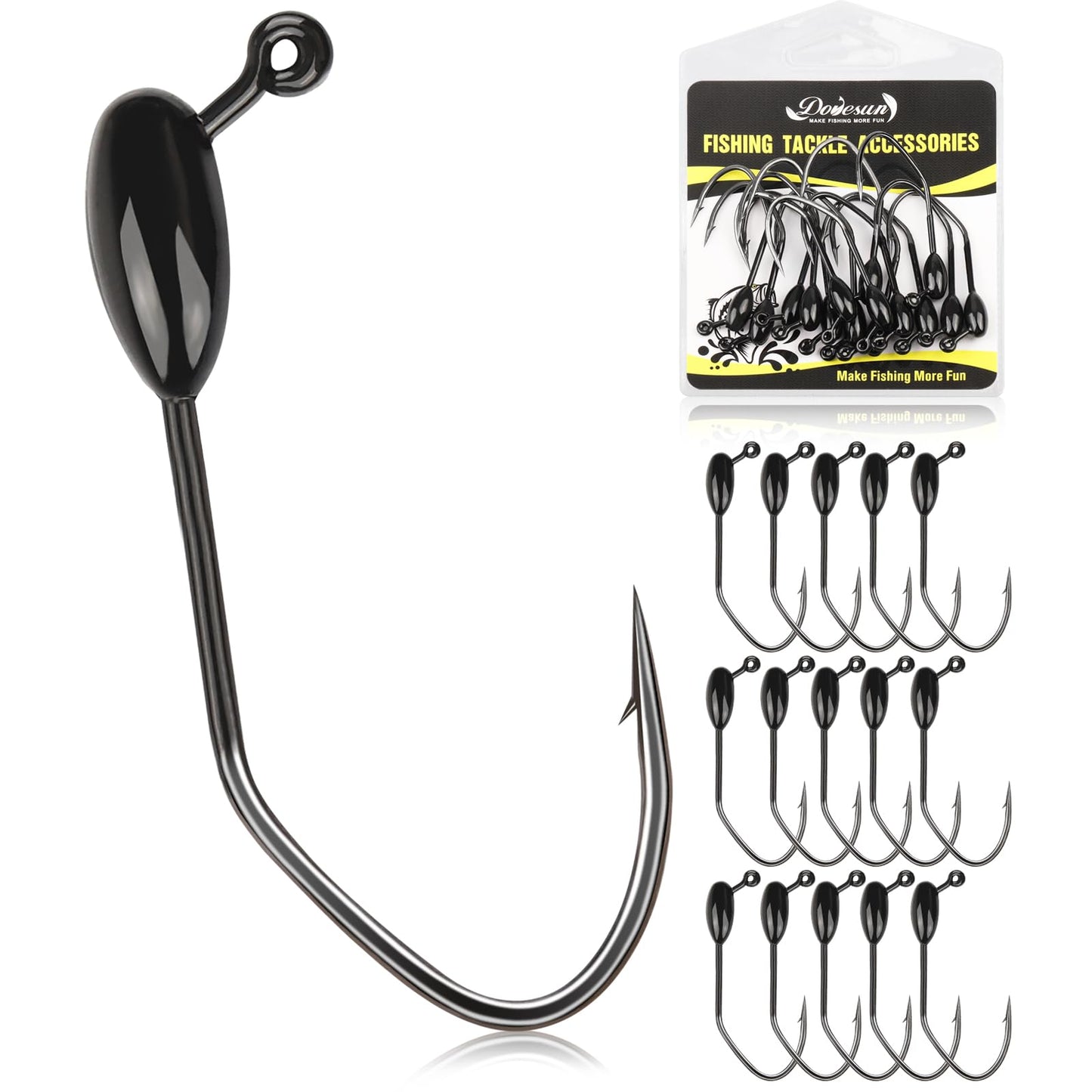 Tube Jig Heds, 15pcs Tube Bait Fishing Jigs 3X Strong 3/0 Bass Hooks for Crappie, Trout, Bass Fishing 1/8oz Tube Jigs Kit for Freshwater Saltwater