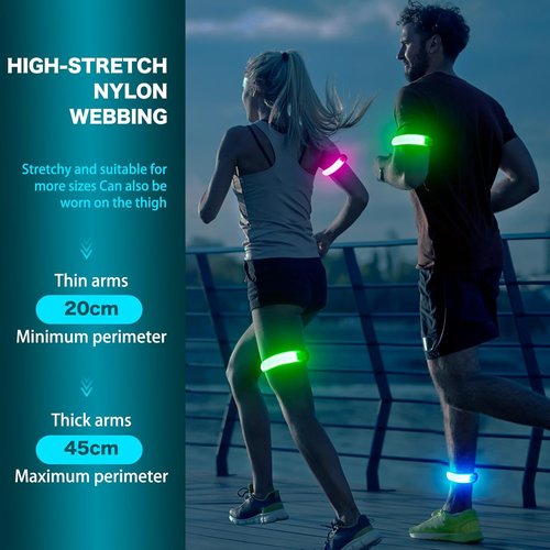 LED Armband | High Visibility Running Wristband - USB Rechargeable, Adjustable & Waterproof (2 Pack)