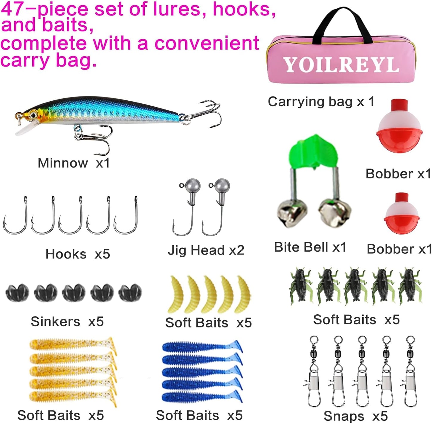 Skiennix Collapsible Telescopic Fishing Rod & Reel Combo - Compact Beginner Kit for Youth & Boys