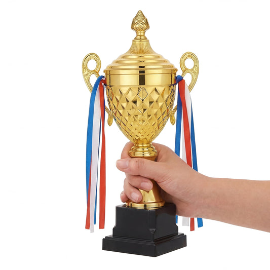 Liliaafar Soccer Trophy Bulk Large Gold Trophy Cup Awards Metal World Soccer for Sports Cup Championships Basketball Competitions Tournaments Ceremony Celebration Party Gift (11 x 5.5 Inch)