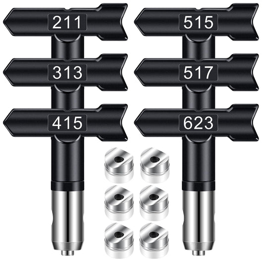 Gyfent Spray Tips, 6Pcs Airless Paint Sprayer Tips Reversible Spray Tips for Airless Paint Sprayer Machine Spray Paint Nozzles for Airless Paint Spray Guns House Painting DIY (211 313 415 515 517 623)
