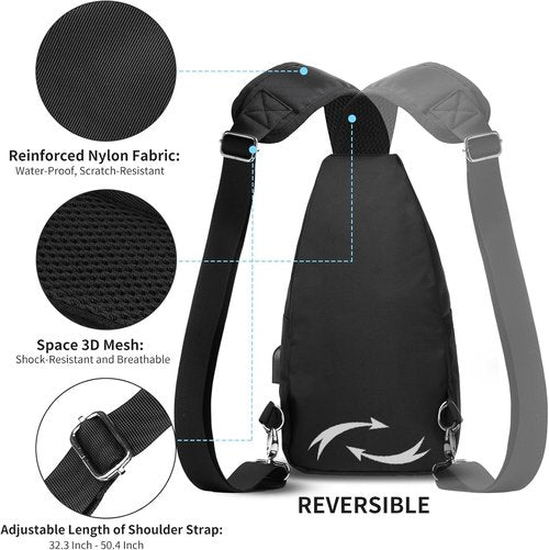 AMJ Crossbody Sling Bag - Casual Shoulder Backpack for Hiking & Travel | Unisex Daypack
