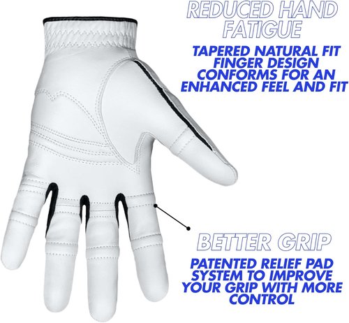 Bionic Men's StableGrip 2.0 Golf Glove - Premium Cabretta Leather in Grey for Superior Grip