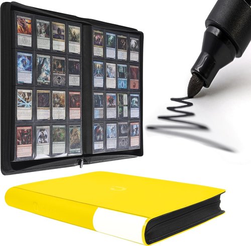 D DACCKIT Card Binder - 16 Pocket Album for 1024 Trading & Sports Cards | Model A, Golden Yellow