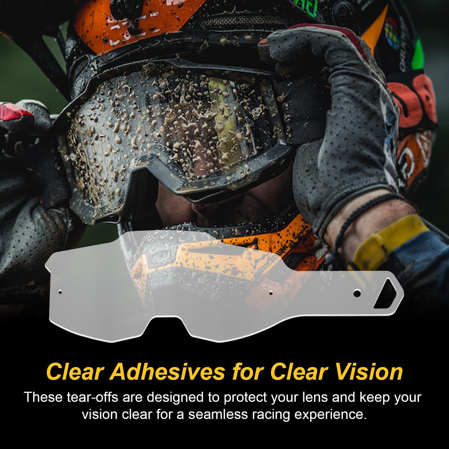 HWEIUA 50 Pack Standard Tear-Offs for Armega Goggles, Goggle Tear Offs Compatible with 100-Percent Armega Tear Offs 59056-00001, Maintain Clear Vision and Lens Protection