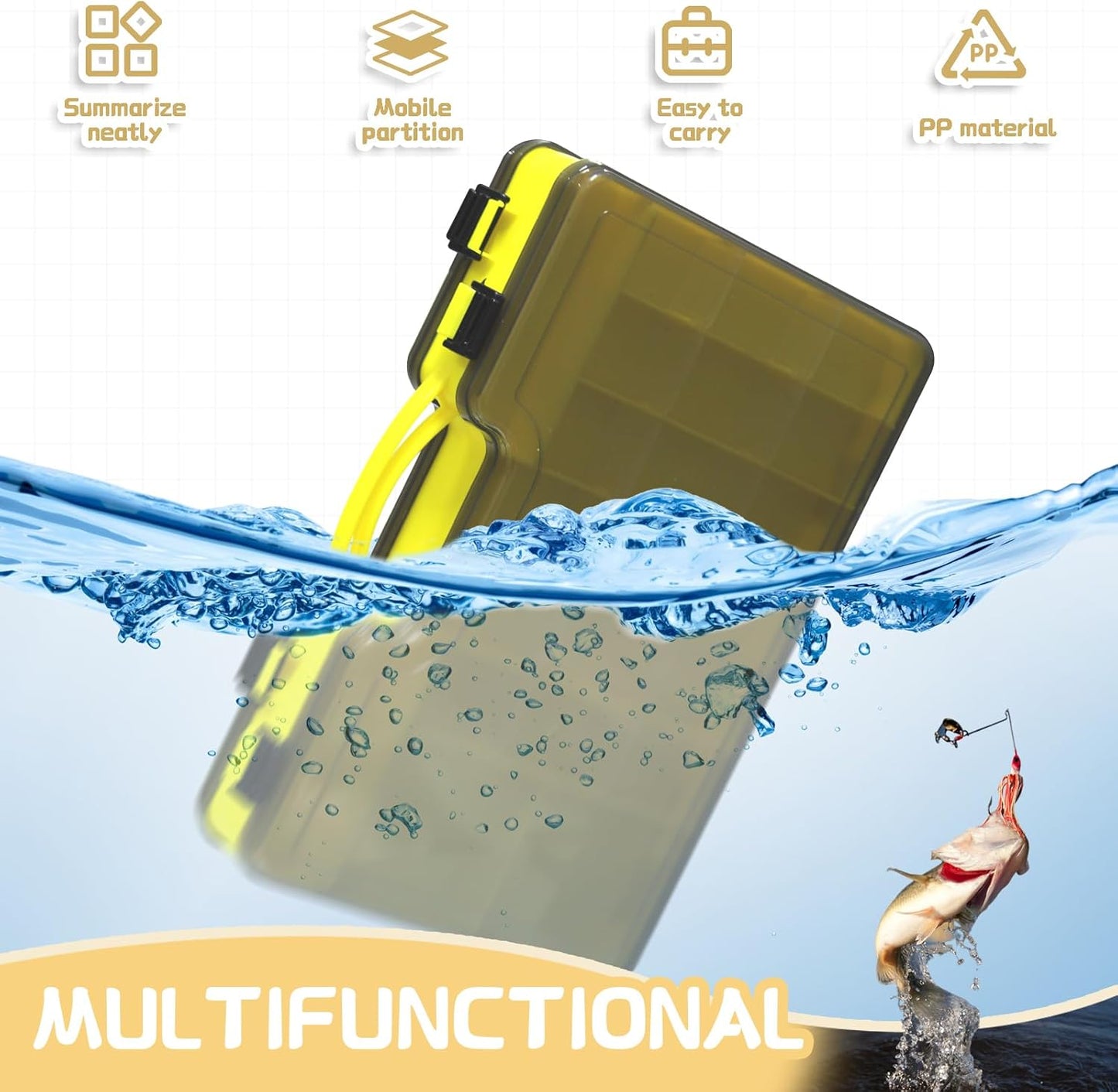 Skiennix Fishing Tackle Box - Waterproof Organizer with Removable Dividers for Bait Storage