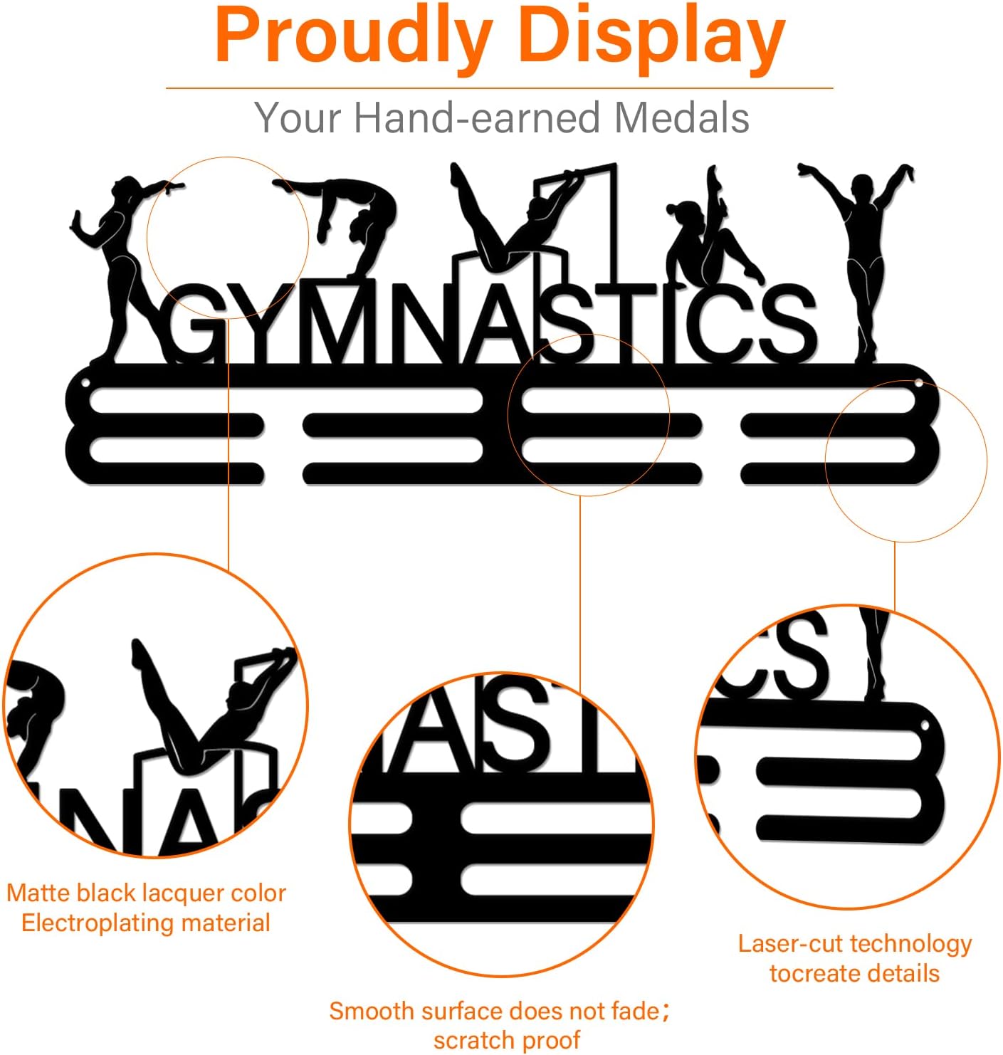 SUPERDANT Gymnastics Medal Holder - Stylish Wall Rack for Displaying Awards | 15.75x6in, Perfect for Athletes