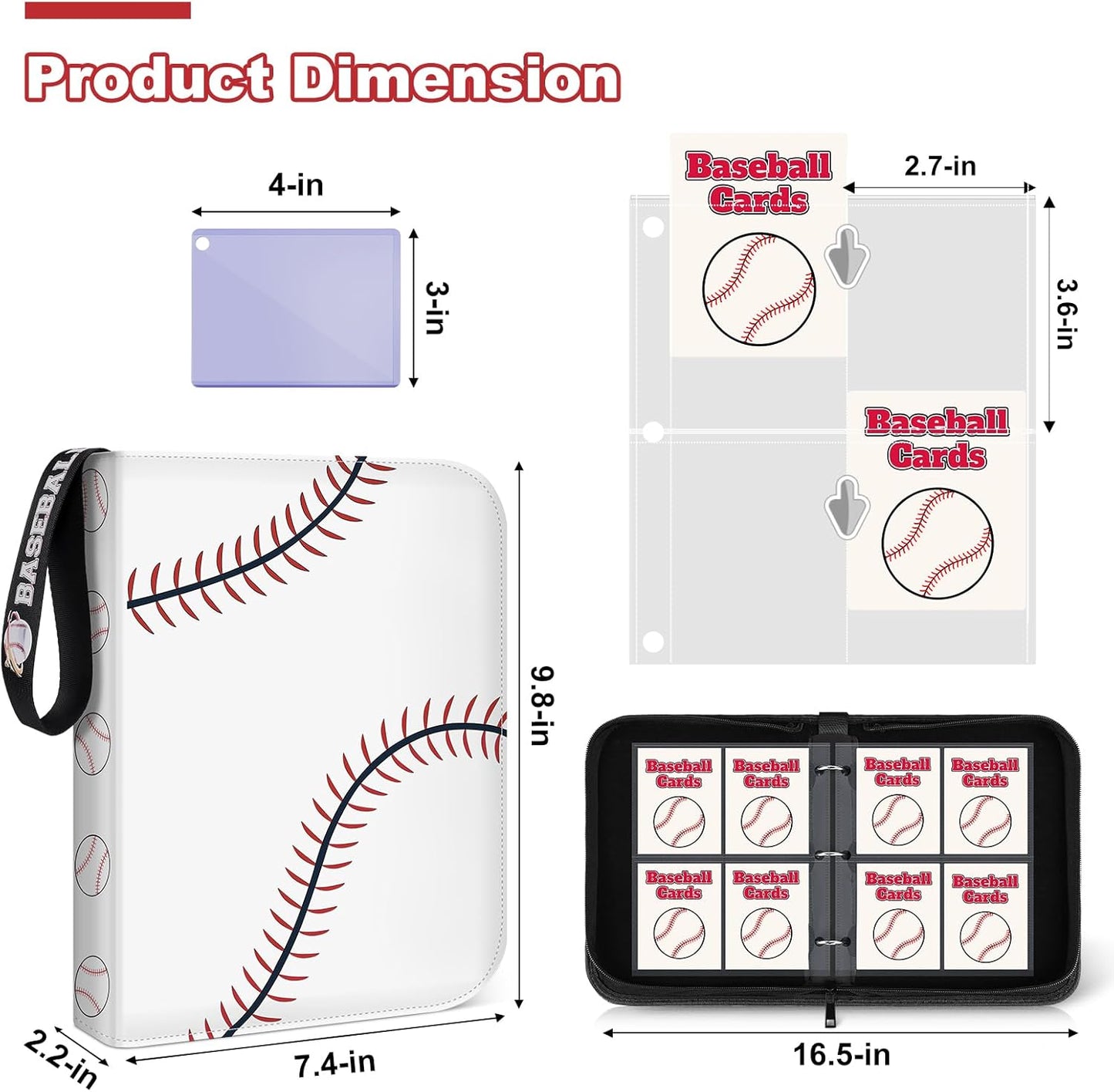 Mlikero Baseball Card Binder - 440 Pocket Trading Card Holder with Display Design | Premium Sports Pattern
