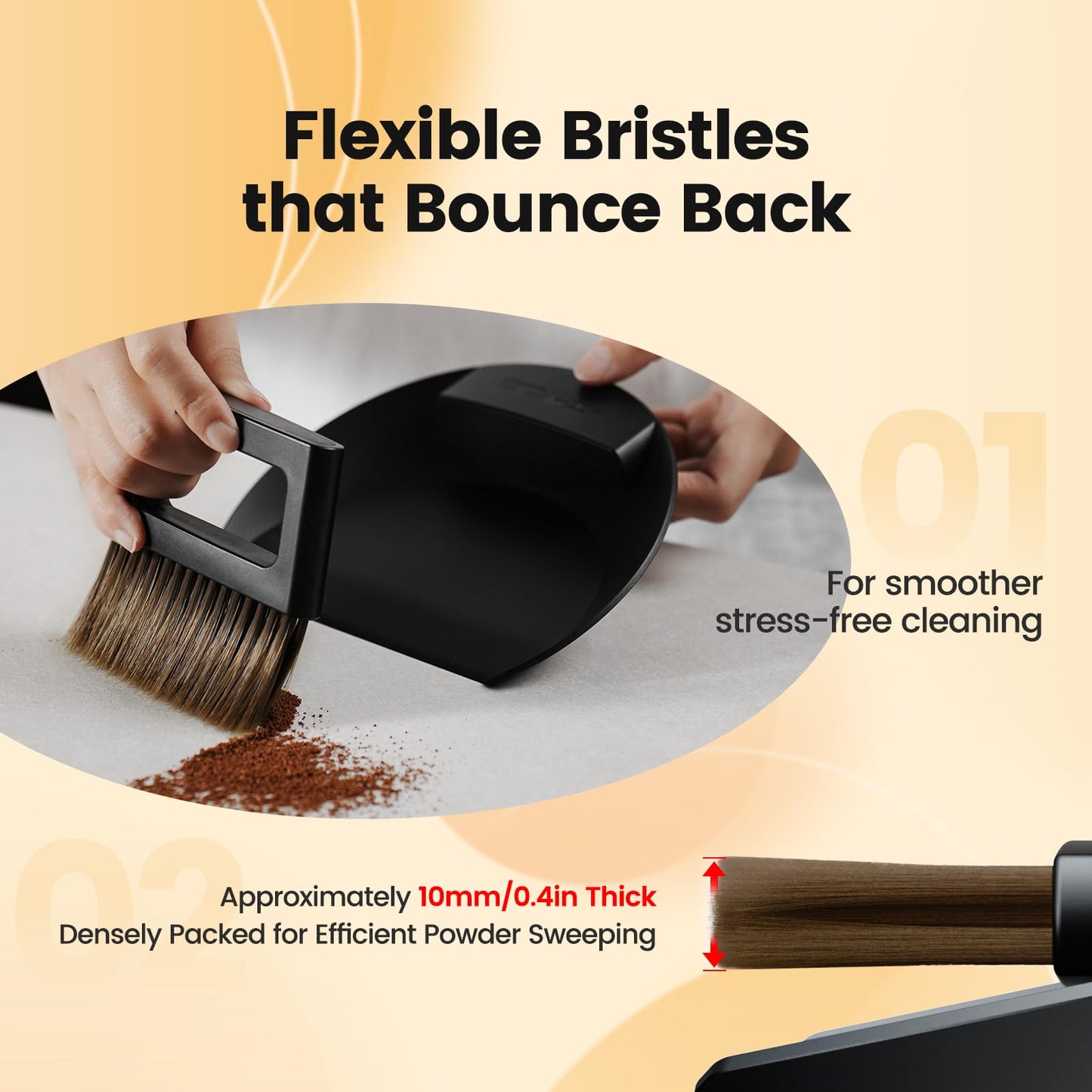 MHW-3BOMBER Small Coffee Brush, Hand Broom and Dustpan Set, Magnetic Small Brush and Dustpan Set Soft Bristles, Dust Pan Brush for Home Kitchen Coffee Counter Office, B5188B