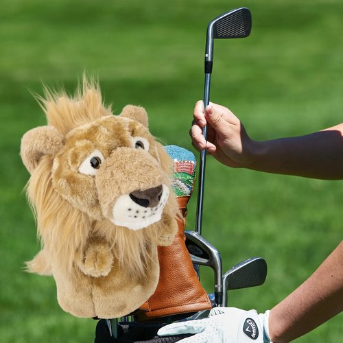 Barudan Golf Animal Golf Head Covers, Men's Golf Gear, Driver Head Cover, 1 Wood, Fits Up to 460cc, Premium Pu Leather, White and Brown, Patriotic