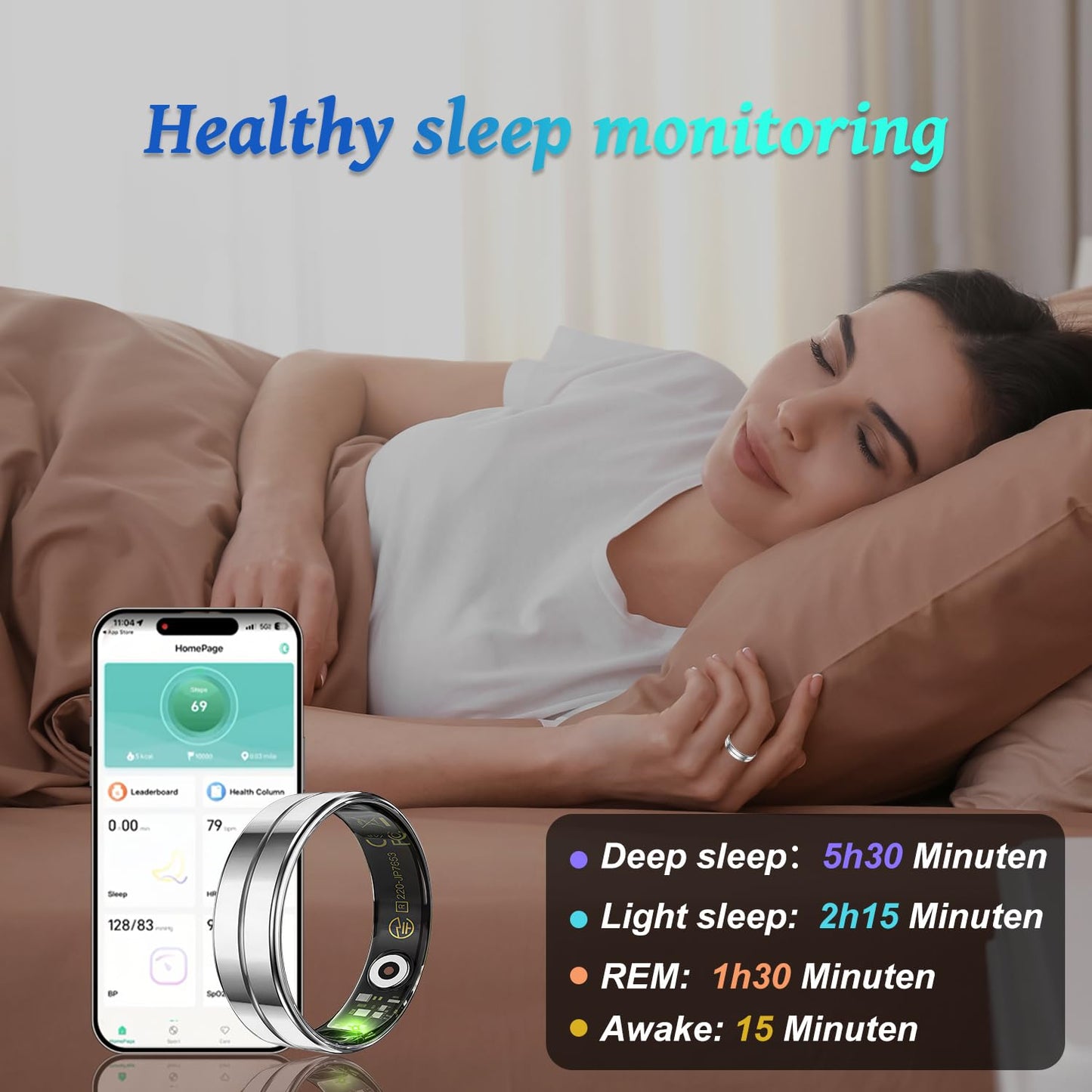 Smart Ring for Women Men,Fitness Tracker Ring with Heart Rate, Sleep Monitoring, Blood Oxygen, Step Counting for iOS and Android, No Subscription Fee, Waterproof, Valentines Day Gifts(NewSilver, 11)