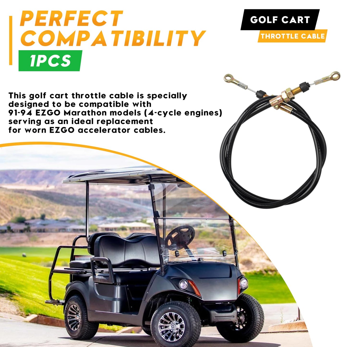 Honkador Golf Cart Accelerator Cable/Throttle Cable - Compatible with EZGO Marathon (91-94) 4-Cycle Models - Replacement for EZGO Accelerator Cables & Throttle Reducer, 1 PCS