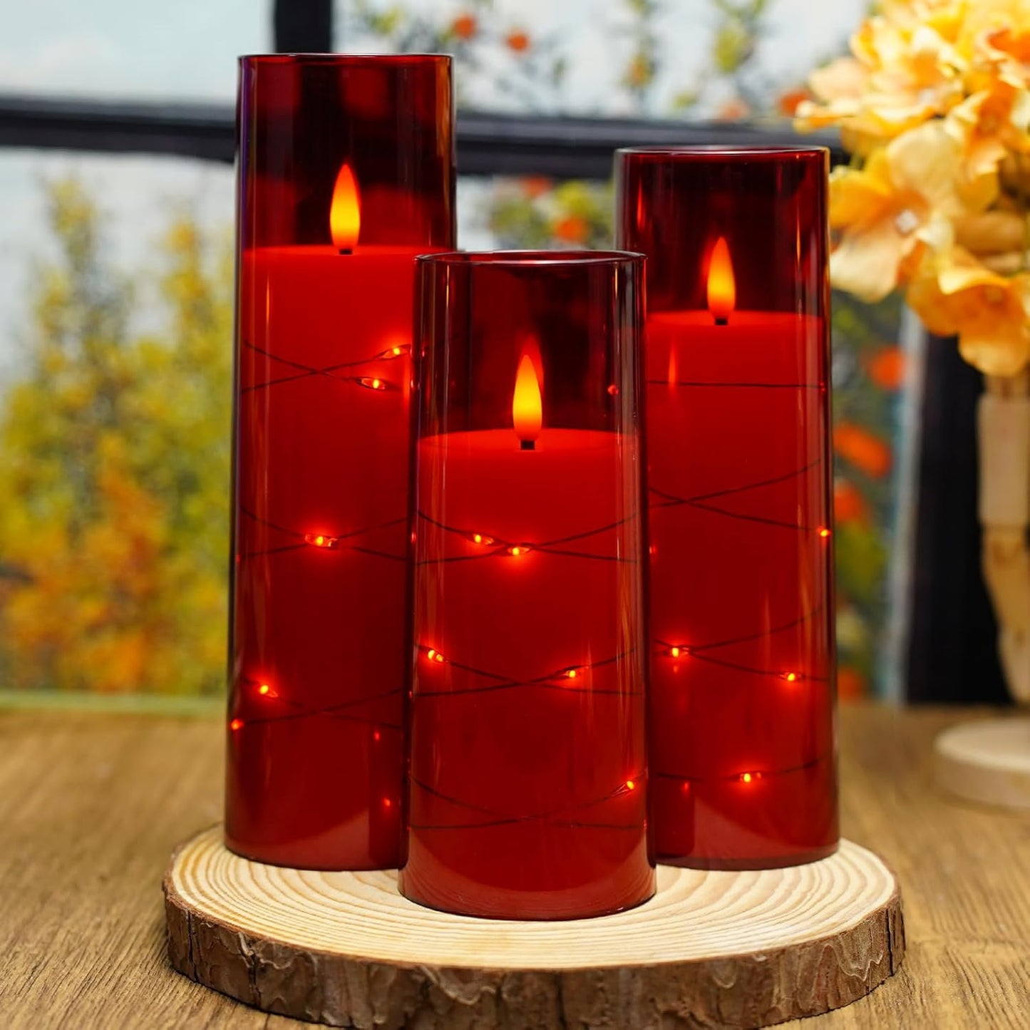 Flameless LED Pillar Candles Set - 9 Pcs White with Remote & Star String for Home Decor