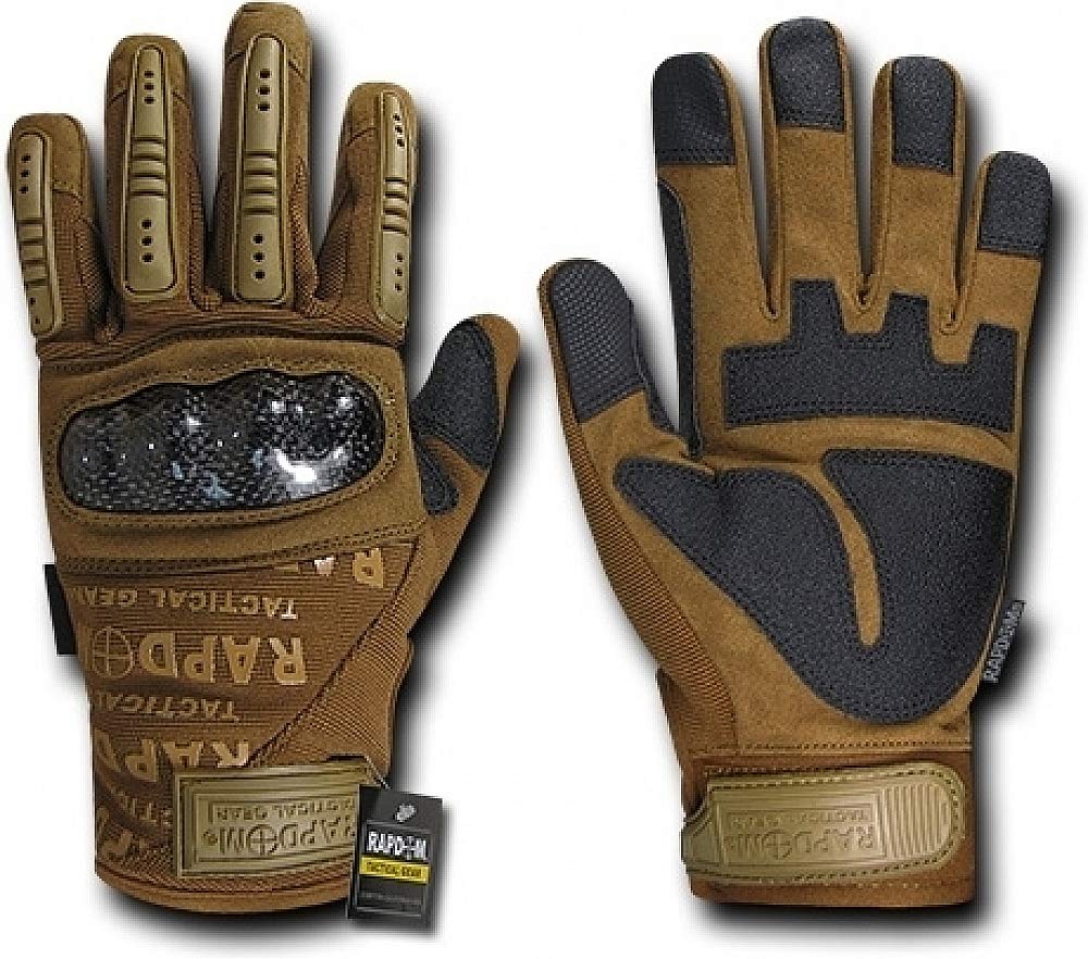 Rapdom Tactical Carbon Fiber Combat Gloves, Coyote, Small
