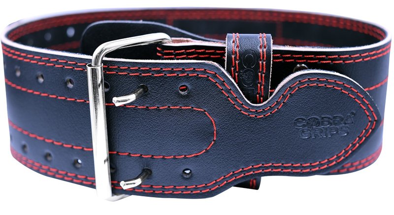 Weight Power Lifting Belt 4” Wide Cobra Grips Premium Genuine Leather Belt for Men & Women Adjustable Weightlifting Back Support (RED, Small 27"-35")
