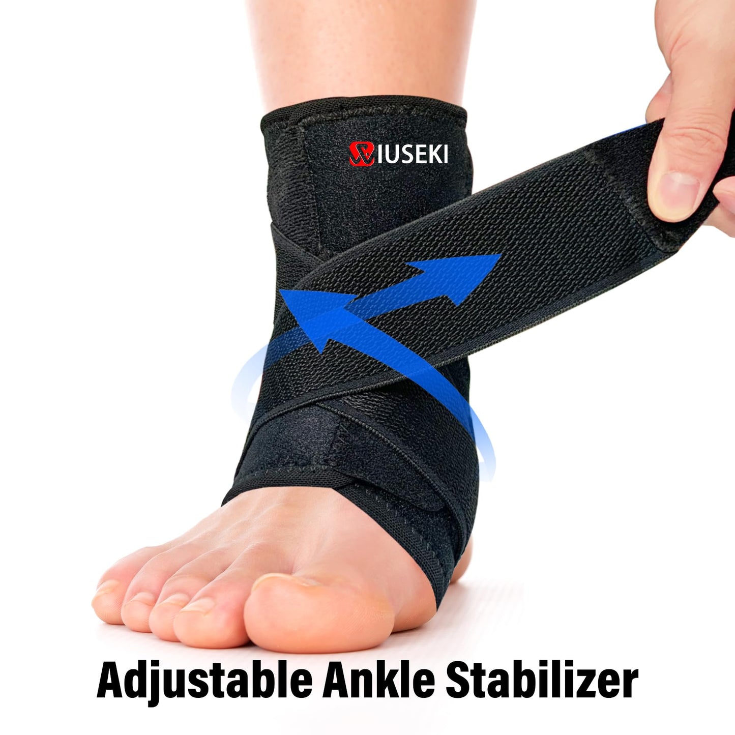 wiuseki 2 Pack Ankle Brace Stabilizers,Ankle Sprain Pain and Discomfort for Men & Women Injury Recovery Ankle Support,for Running Volleyball Basketball(Large)