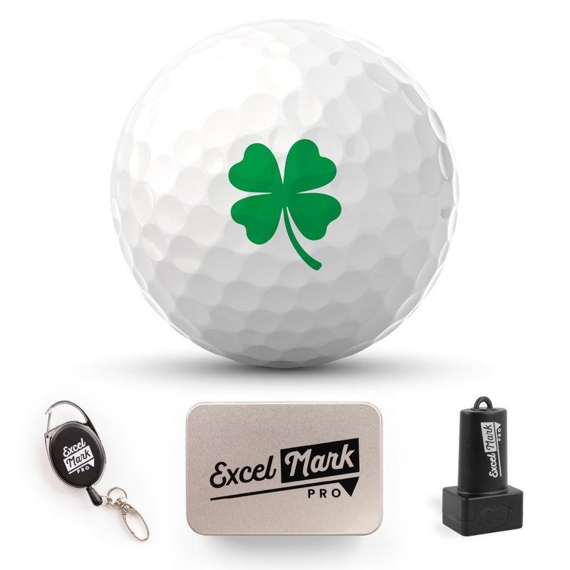 ExcelMark Clover Golf Ball Stamp Gift Set with Tin and Lanyard