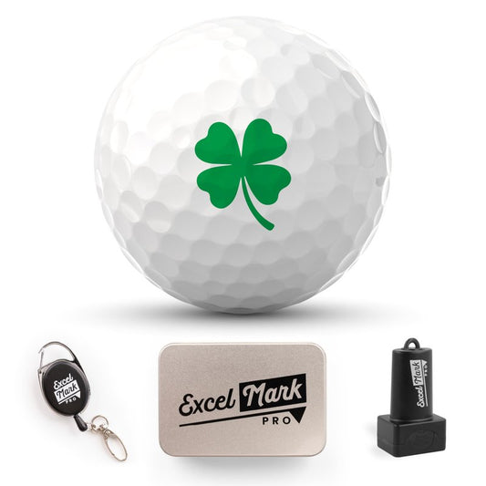 ExcelMark Clover Golf Ball Stamp Gift Set with Tin and Lanyard