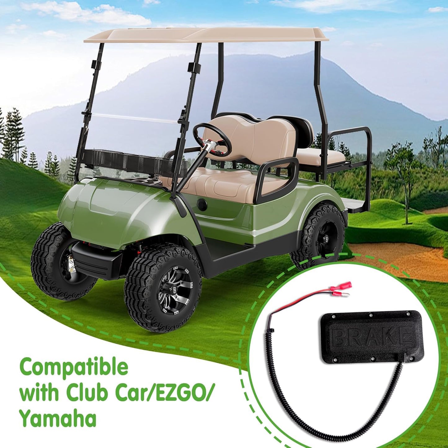 10L0L Golf Cart Universal Brake Light Switch Pad for Yamaha, Club Car, EZGO, Replacement Brake Pedal Switch for 12V/36V/48V Carts