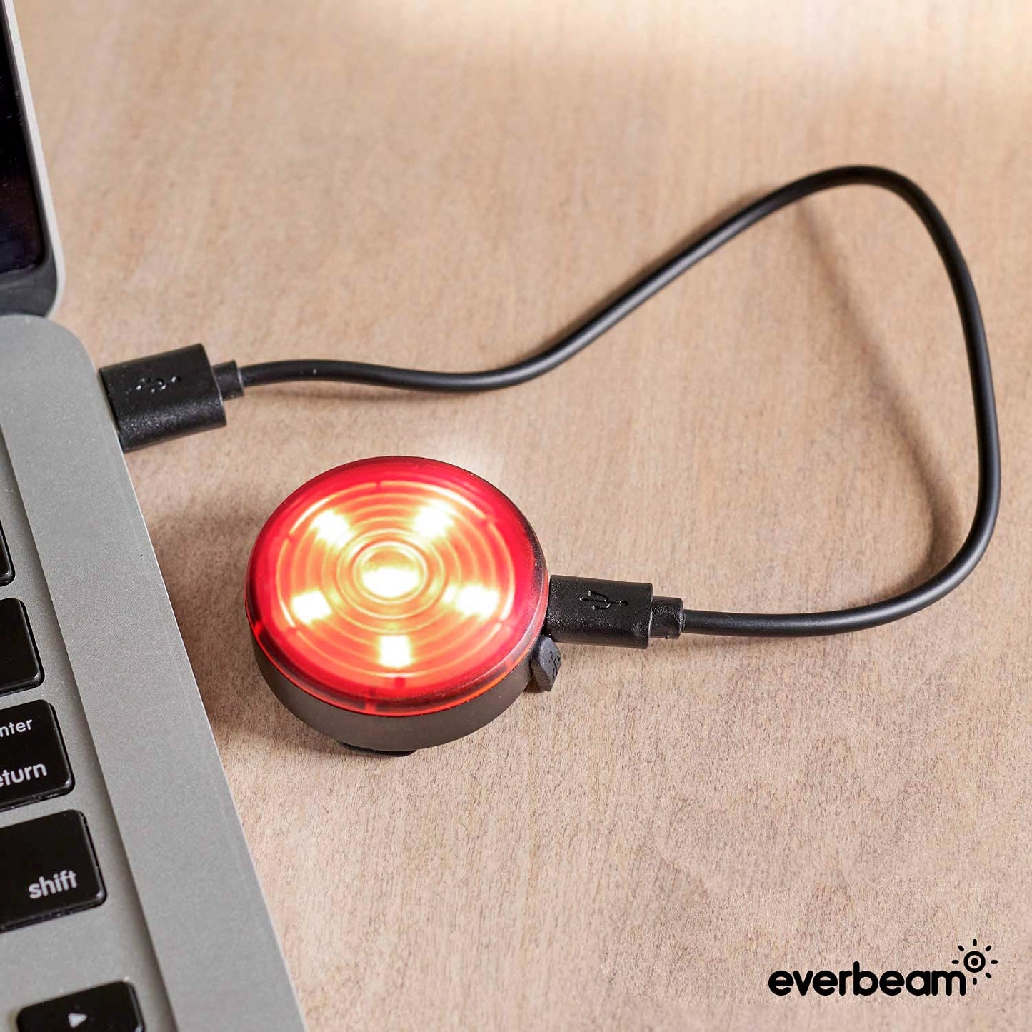 Everbeam E200 LED Bicycle Lights Front and Rear Rechargeable | Powerful Waterproof Safety Clip On LED Light Set, For Runners, Cycling, Dog Walking, Kayaking - Includes Straps For Wearing - 2 Pack, Red