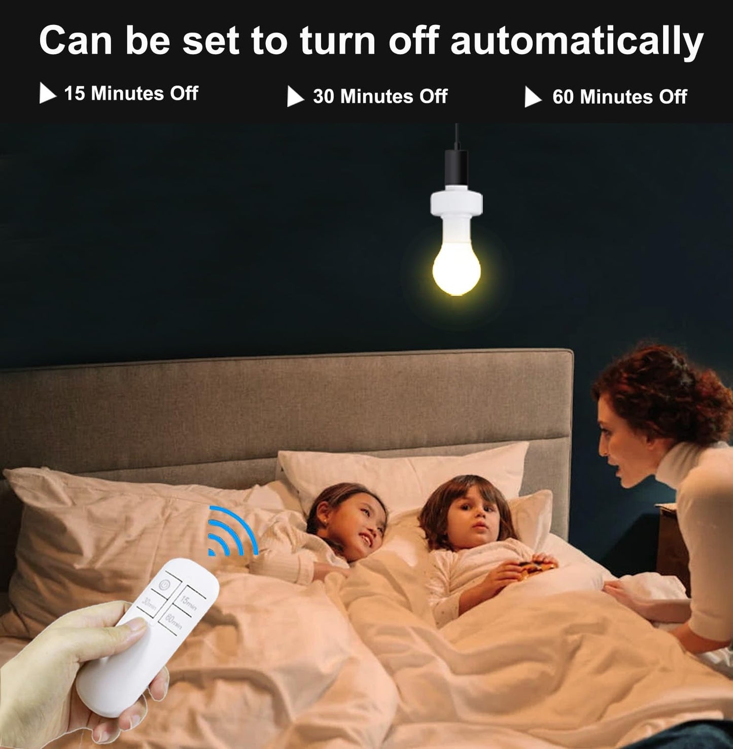 Remote Control Light Socket,Wireless Light Switch Kit with Timer,E26 E27 Bulb Lamp Holder with Remote Control,No Wiring Wall Mounted Controller Switch for Attic,Garage,Stairwell(2 Pack)