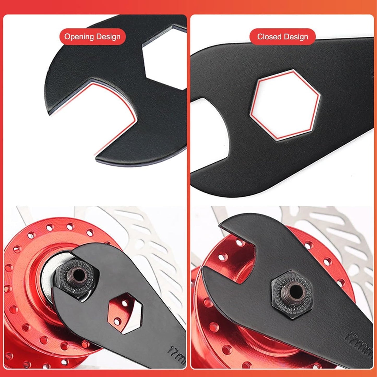 Phidinova Bike Cone Wrench Set Tool, Bicycle Wheel Hub Axle Nut Install Remover Cycling Spanner Hub Repair Removal Tool 4 PCS (13, 14, 15, 16mm)