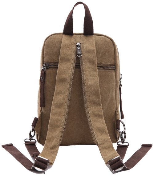 Arbag Small Cute Backpack Vintage Casual Canvas Shoulder Bag Daypack (Khaki)