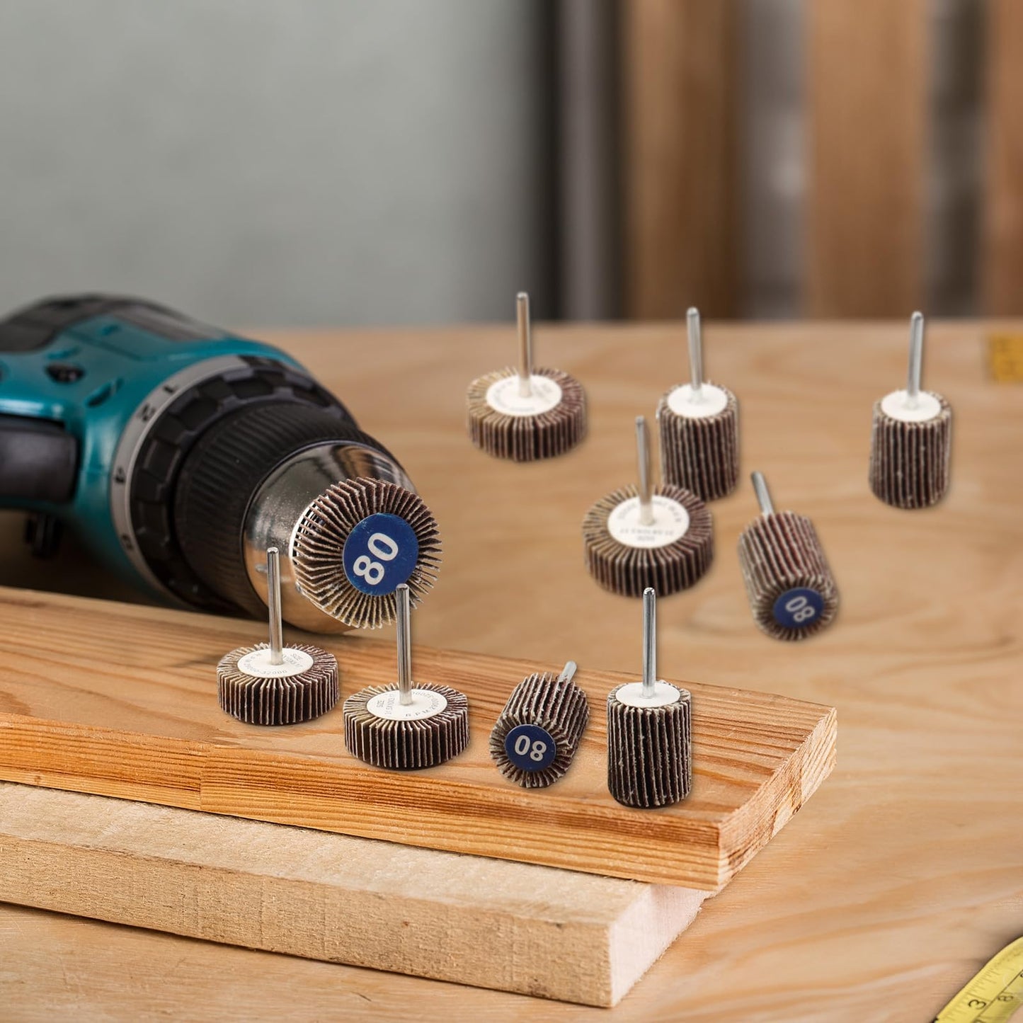 Mixiflor 20 Pcs Flap Wheel Sander Set, 1/8" Shank 80 Grit Flap Wheels for Dremel Rotary Tools