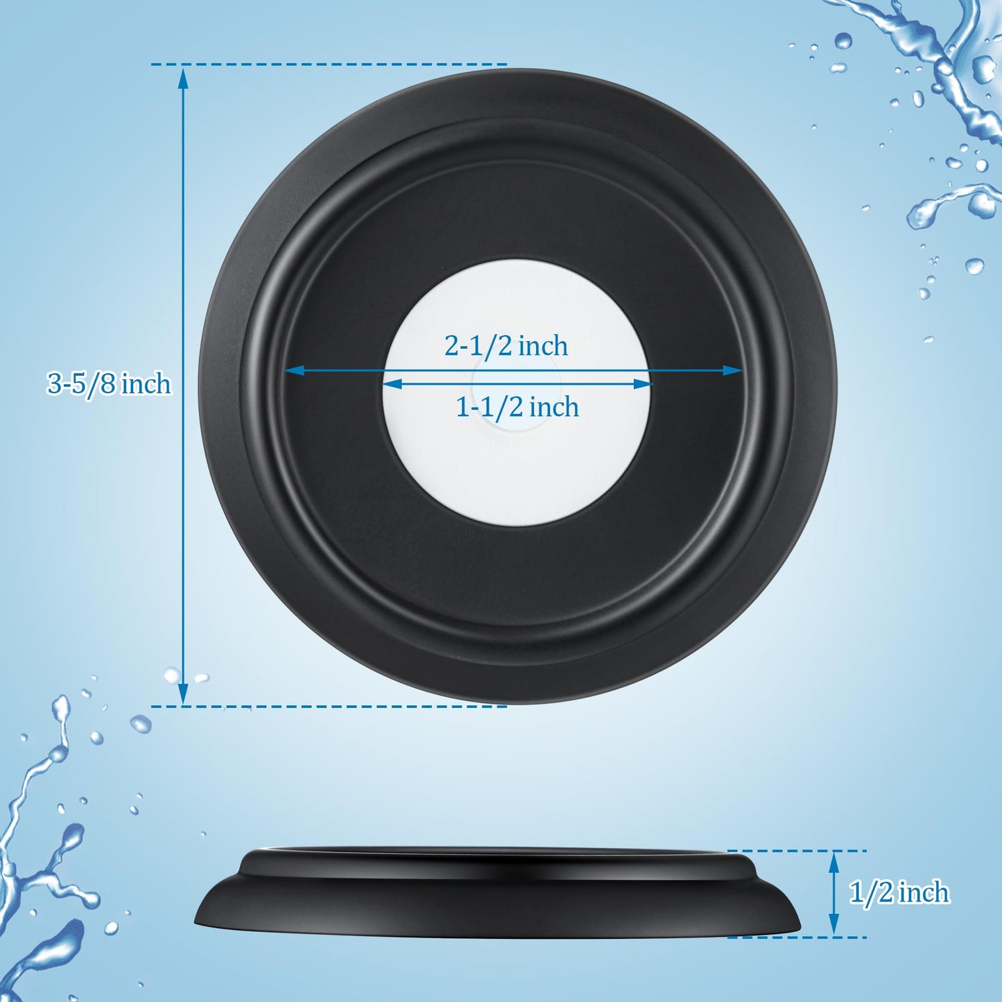 Enhon Metal Tub Spout Cover Ring, Bathroom Faucet Remodeling Wall Plate with Foam Gasket, 1-1/2 Inch ID and 3-5/8 Inch OD (Matte Black)