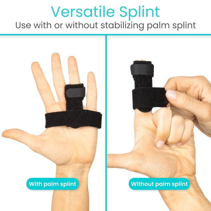 Vive Trigger Finger Splint Brace - Middle, Pinky, Pointer, Ring and Thumb Support - Palm Strap Included - Straighten Curved or Broken Fingers - Adjustable, Breathable Fit - Aluminum Pain Relief Guard