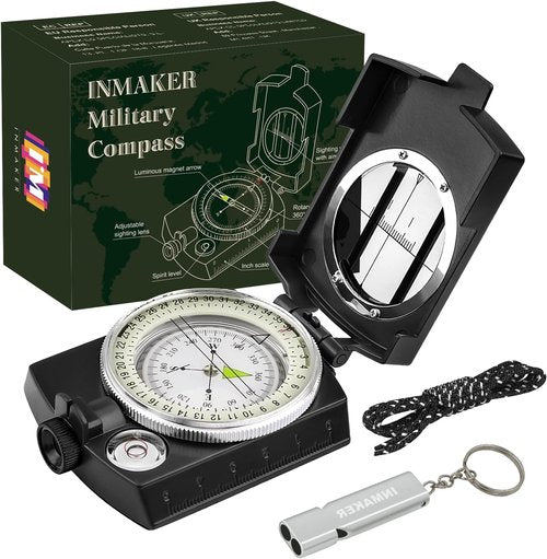 INMAKER Luminous Compass - Essential Hiking Tool with Survival Whistle | Perfect Gift for Kids