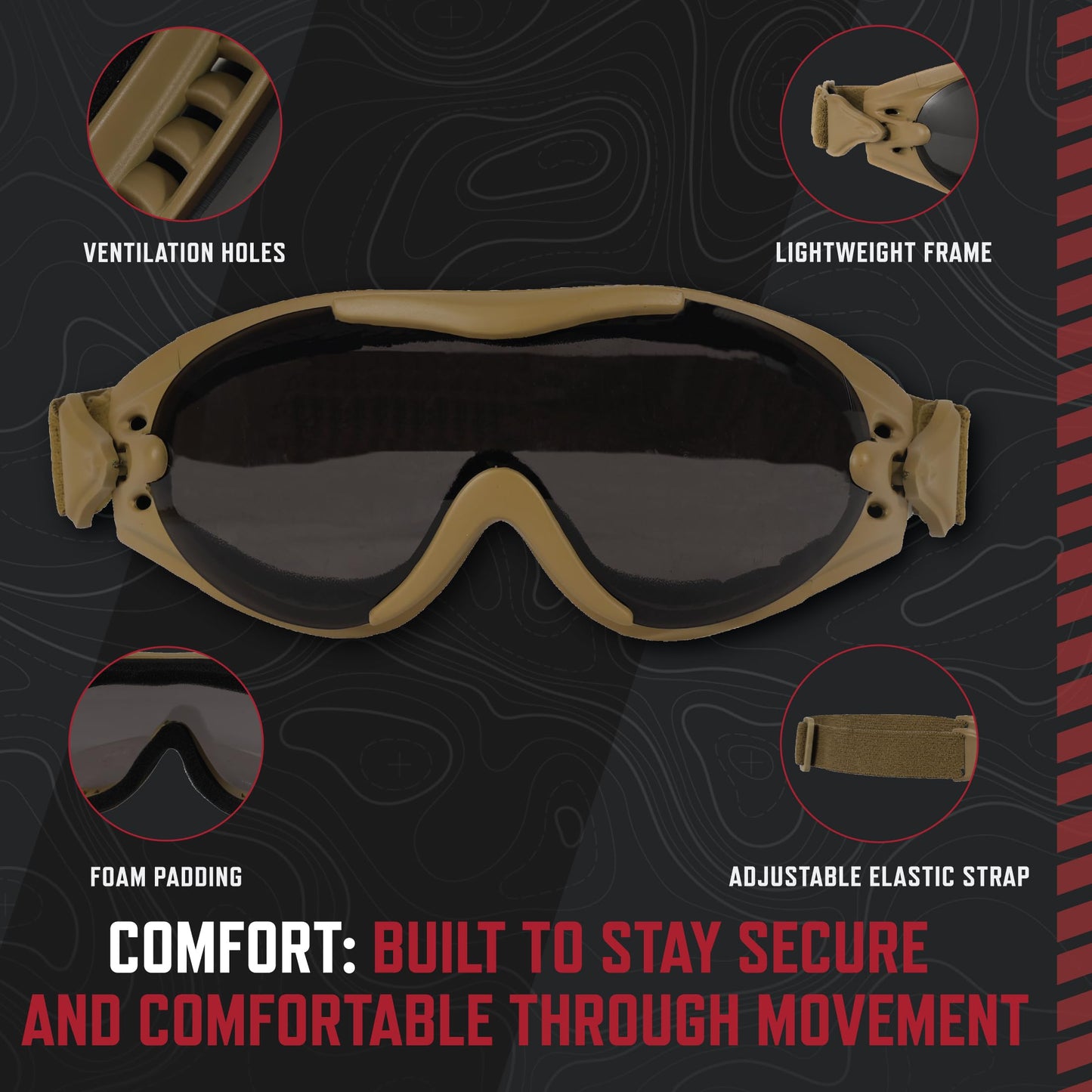 Rothco SWAT Tec Single Lens Tactical Goggles with Anti‑Fog Polycarbonate Lens, UV400 Protection, Adjustable Strap