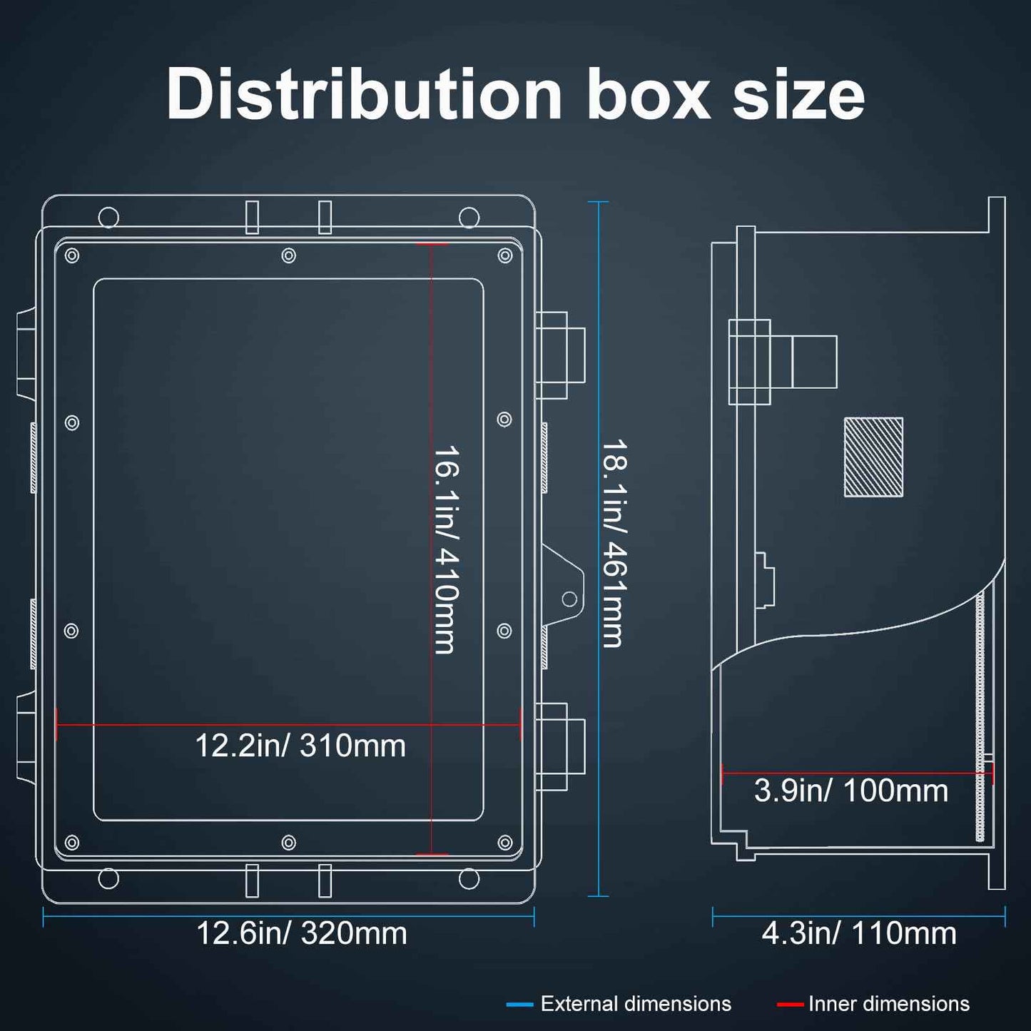 Namunanee Outdoor Electrical Junction Box, ABS Water Resistant Enclosure with Internal Mounting Panel & Hinged Cover (18.1" H* 12.6" L* 4.3" W)