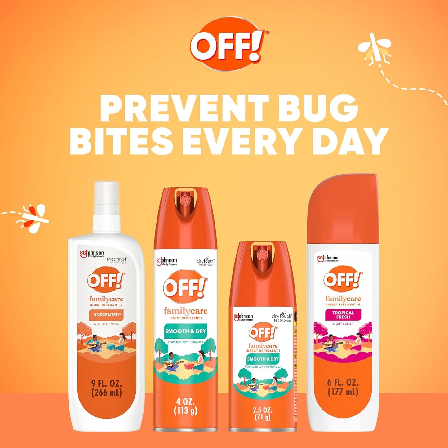 OFF! FamilyCare Insect & Mosquito Repellent Spritz - Unscented Bug Spray with Aloe Vera, 6 oz