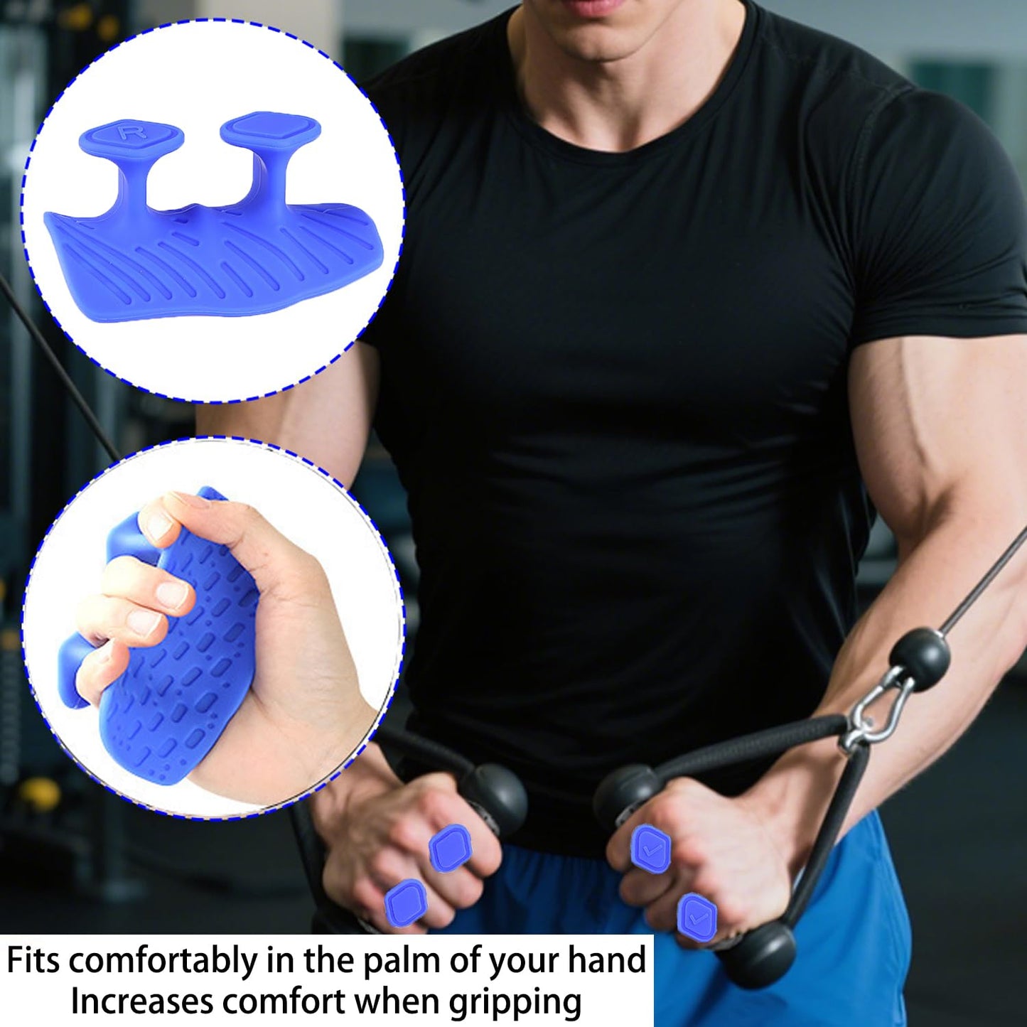 Monattrod Upgraded Weight Lifting Grips for Women & Men - Extra Large & Thick Non-Slip Gym Grips with Cooling Towel, Ergonomic Workout Gloves for Pull-Ups, Dumbbell Exercises (Blue)