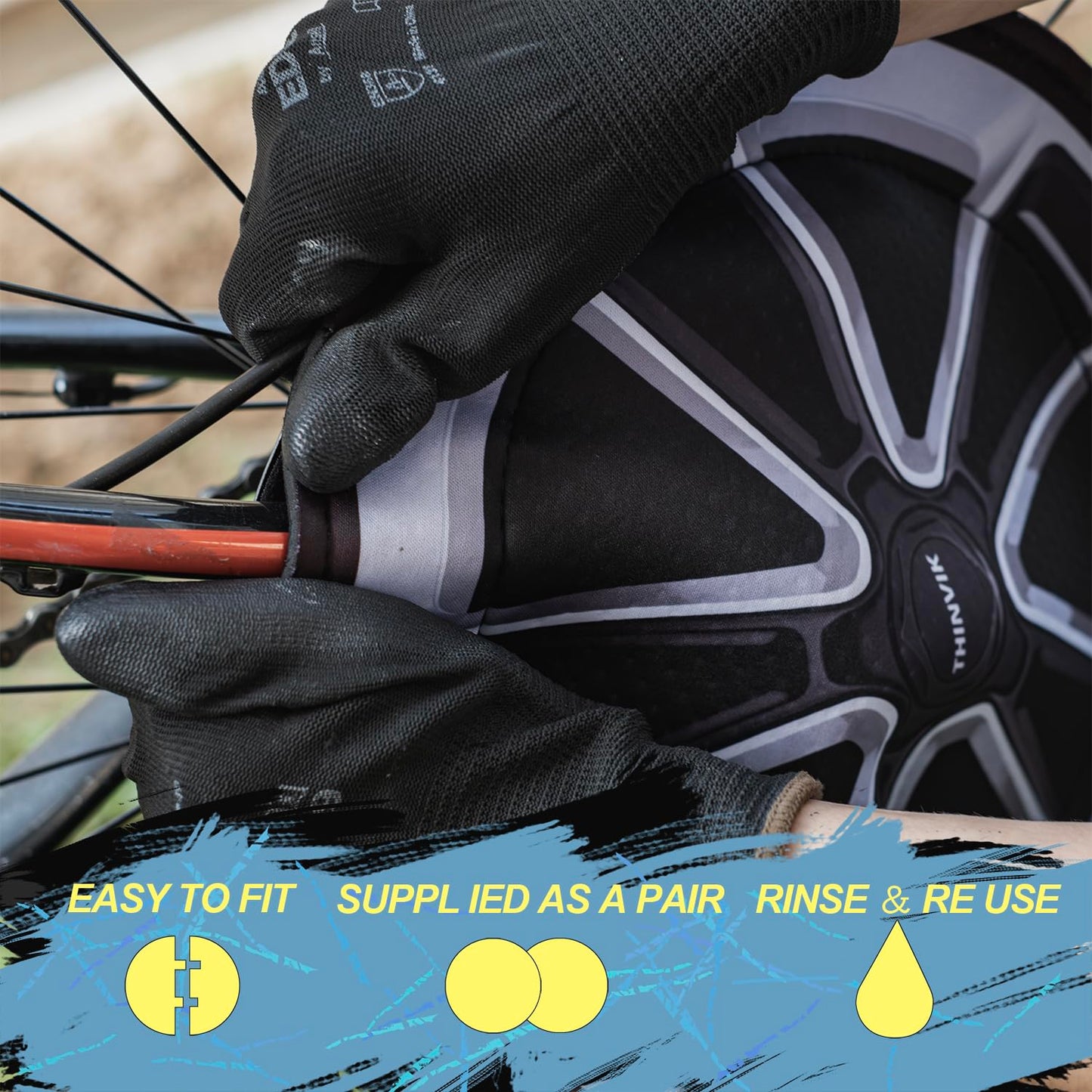 Thinvik Bike Disc Brake Cover, Washable Neoprene Protective Covers for Bicycle Disc Brakes 2 Set, Diameter: 32.5cm/12.79inch