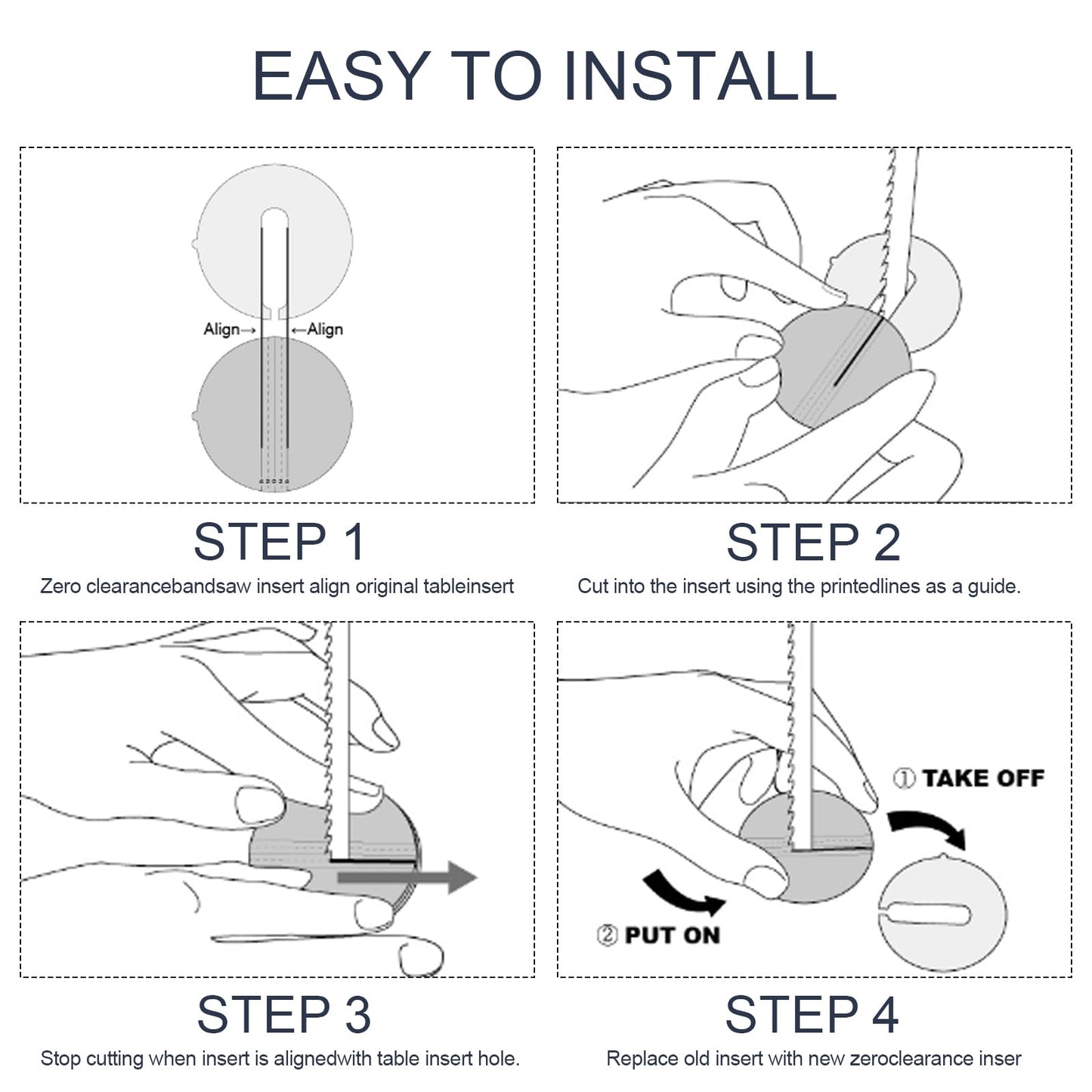 Zero Clearance Band Saw Table Insert Fit for Most Delta Bandsaw,Shopsmith and Many Other Brands,Bandsaw Stabilizer - Eliminate Tearout,Enhance Safety & Precision-4PACK
