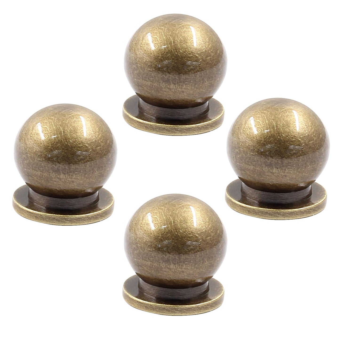 Jiozermi 4 Packs 1/2 Inch(12mm) Diameter Mini Round Solid Brass Knobs, Brass Pulls, Gold Mini Drawer Pulls, Mini Knobs for Jewelry Box, Bronze