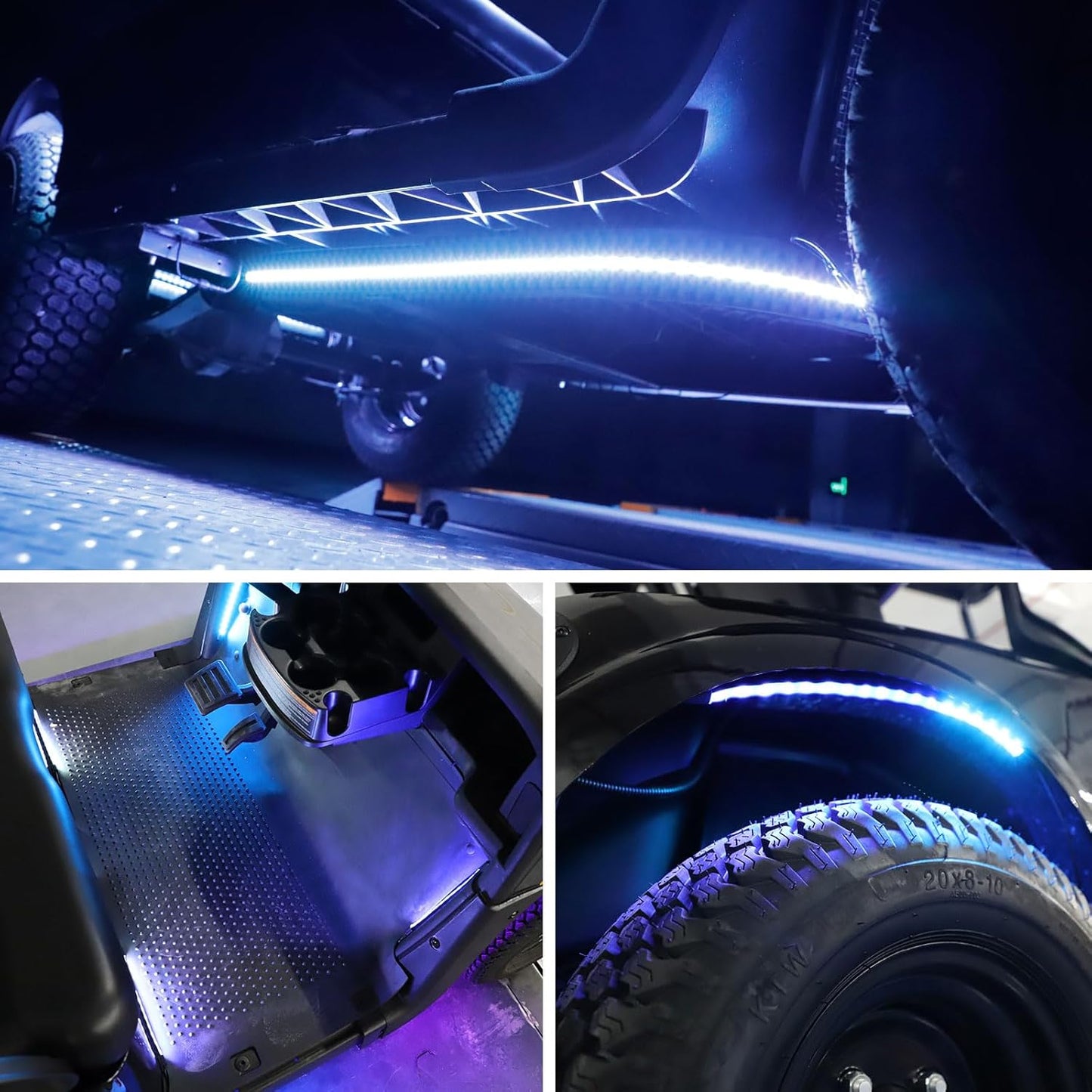 Roykaw Golf Cart LED Strip Lights - Waterproof Neon Accent Kit with Wheel Well & Interior Lights | Sync to Music, Fits 12V-80V, 12 PCS