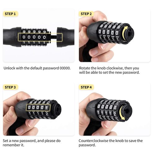 Favoto Bike Chain Lock, 5 Digit Combination Anti-Theft Bicycle Lock, 3.3 feet Long, Ideal for Outdoor Motorcycle E-bike Bikes Gate Fence Ladder Lawn Mower