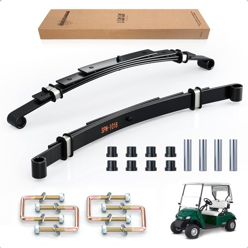 Golf Cart EZGO TXT 1995-2013 Rear Heavy Duty 4-Leaf Springs Kit with Bushings & Sleeves, Replacement Suspension Leaf Springs, OEM 1012303/74207-G02 / 72618-G01