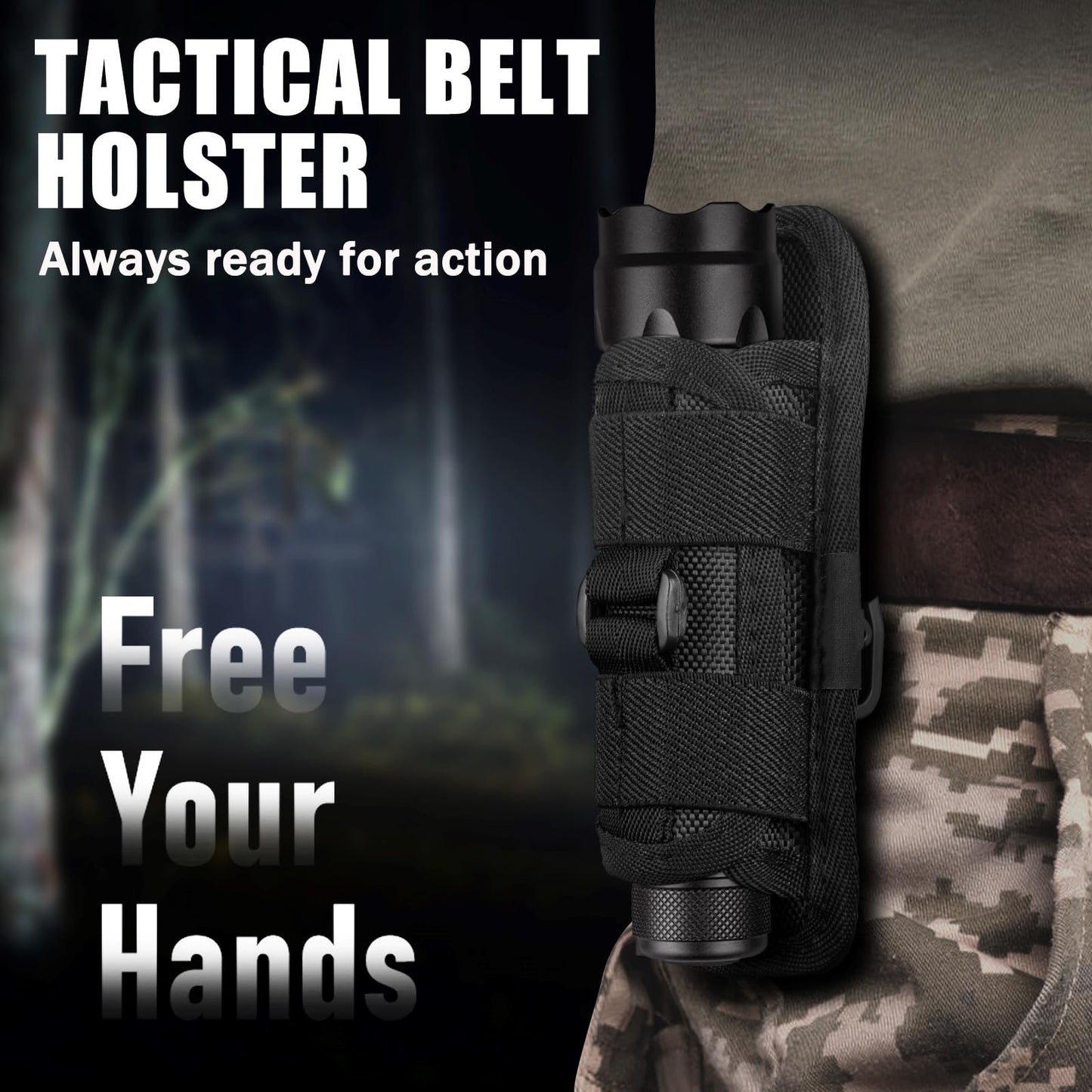 FandyFire 1000 Lumen Tactical Flashlight with Holster, Super Bright Single Mode Law Enforcement - Police LED Flashlight for Security and Duty Belt Mini Torch 502B