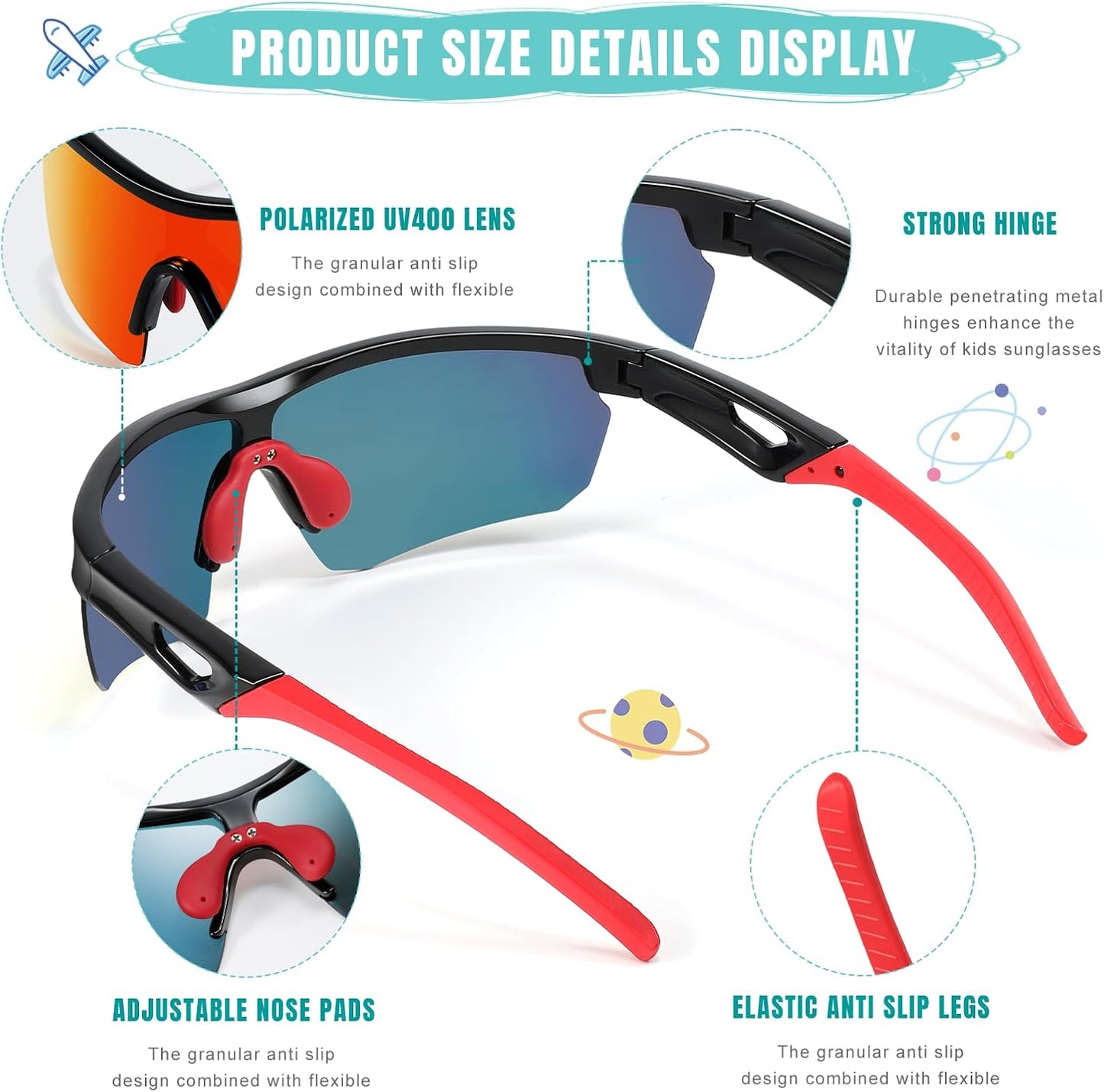 Skiennix Kids Sunglasses - Polarized UV Protection Goggles for Boys & Girls Ages 3-12