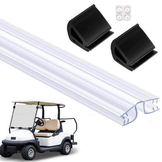 Maasechs 3 Pcs Golf Cart Living Hinge Retaining Clips Kit Include 1 Pcs 48 Inch Clear PVC Windshield Hinge 2 Golf Cart Window Clips for 1/4" Plexiglass Material Acrylic Panels