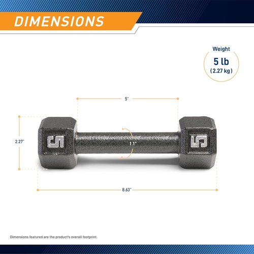 Marcy Cast Iron Hex Dumbbells - Individual Weights from 3 lb to 100 lb for Optimal Strength Training
