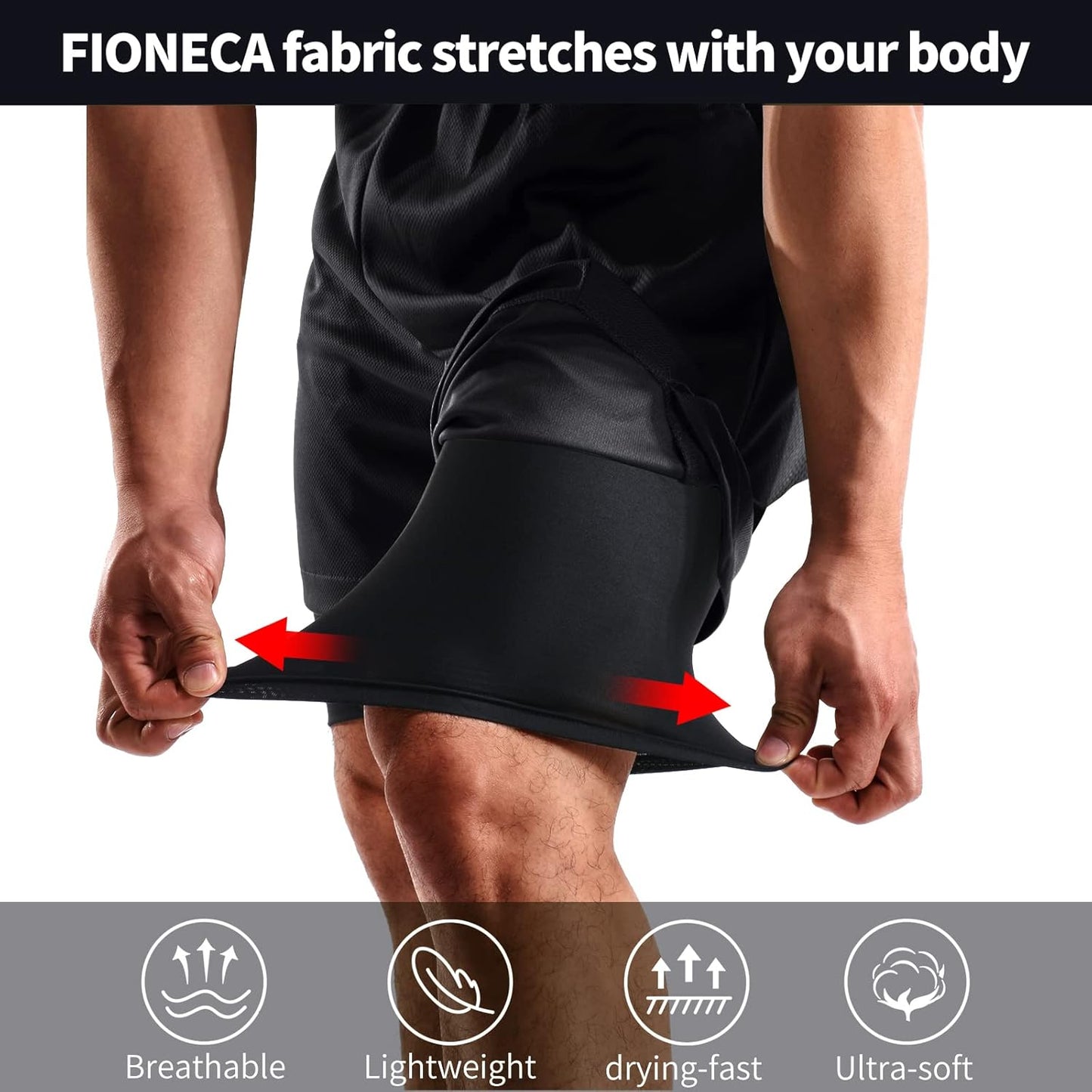 Skiennix Men's 2-in-1 Running Shorts - Casual Gym Shorts with Pockets & Towel Loop | 7 Inch, 2 Pack